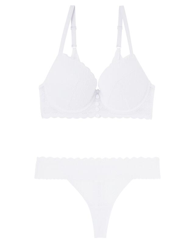 Soutien-gorge push-up + string femme, blanc (KiK Push-up-BH + String in Weiß (weiß)) — KiK, produit allemand authentique au Maroc