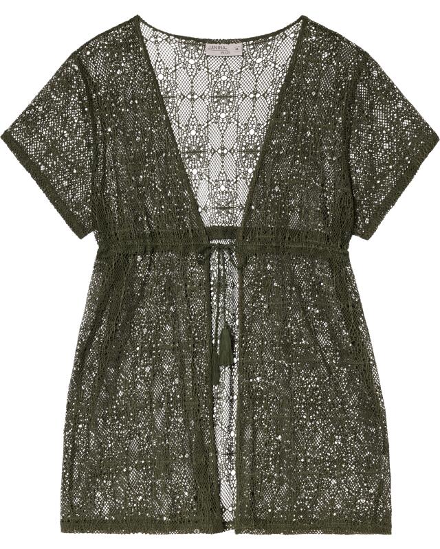 Crochet lace beach tunic for women, khaki (KiK Strandtunika aus Häkelspitze (Khaki)) — KiK, authentic German product in Morocco