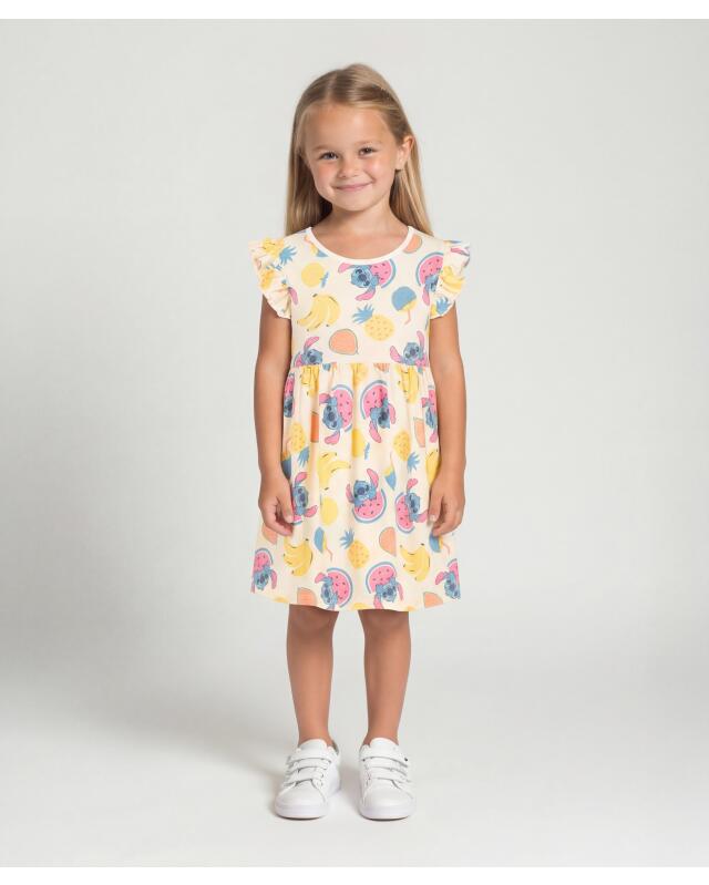 Robe en coton fille, crème (KiK Kleid aus Baumwolle (creme)) — KiK, produit allemand authentique au Maroc