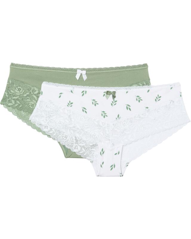 Leaf print hipster briefs for women, white printed (KiK Pantys mit Blattmuster (weiß bedruckt)) — KiK, authentic German product in Morocco