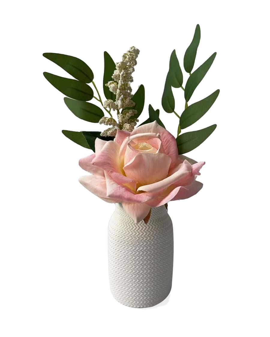 Kunstblumen in Vase, rosa