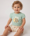 Baby T-shirt + mousseline korte broek met bijen groen