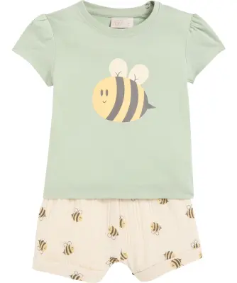 T-Shirt + Musselin-Shorts mit Bienen
