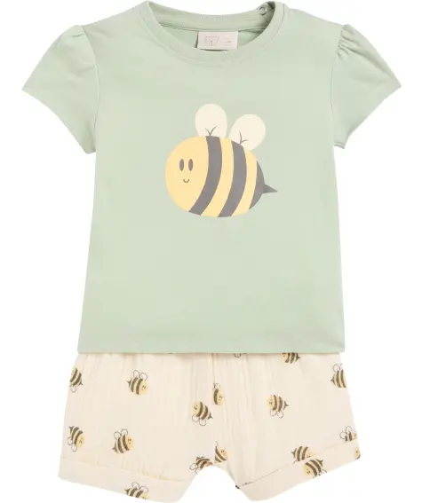 T-Shirt + Musselin-Shorts mit Bienen