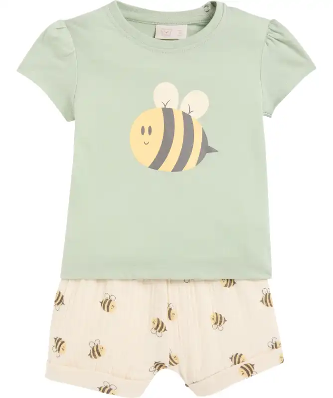 T-Shirt + Musselin-Shorts mit Bienen