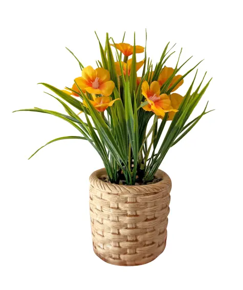 Kunstbloem in een pot met raffiagelook