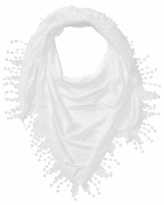 Scarf with crochet lace trim for women, white — KiK, authentic German product in Morocco