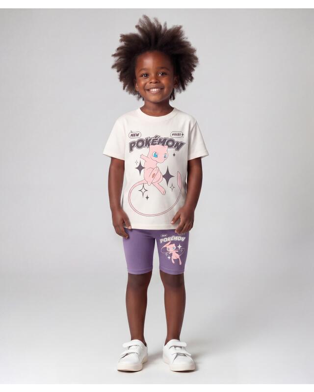 T-shirt et cycliste Mew fille, gris foncé/blanc (KiK T-Shirt und Radlerhose mit Mew (dunkelgrau/weiß)) — KiK, produit allemand authentique au Maroc