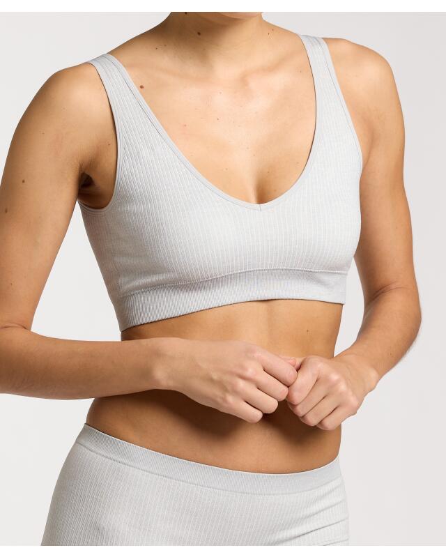 Brassière côtelée femme, gris clair chiné — KiK, produit allemand authentique au Maroc