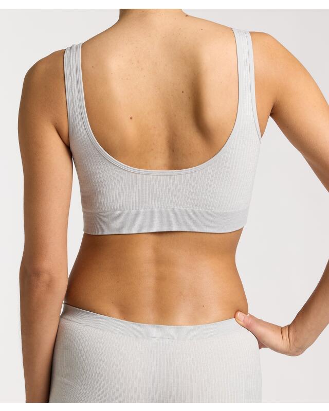 Brassière côtelée femme, gris clair chiné (KiK Geripptes Bustier (hellgrau melange)) — KiK, produit allemand authentique au Maroc