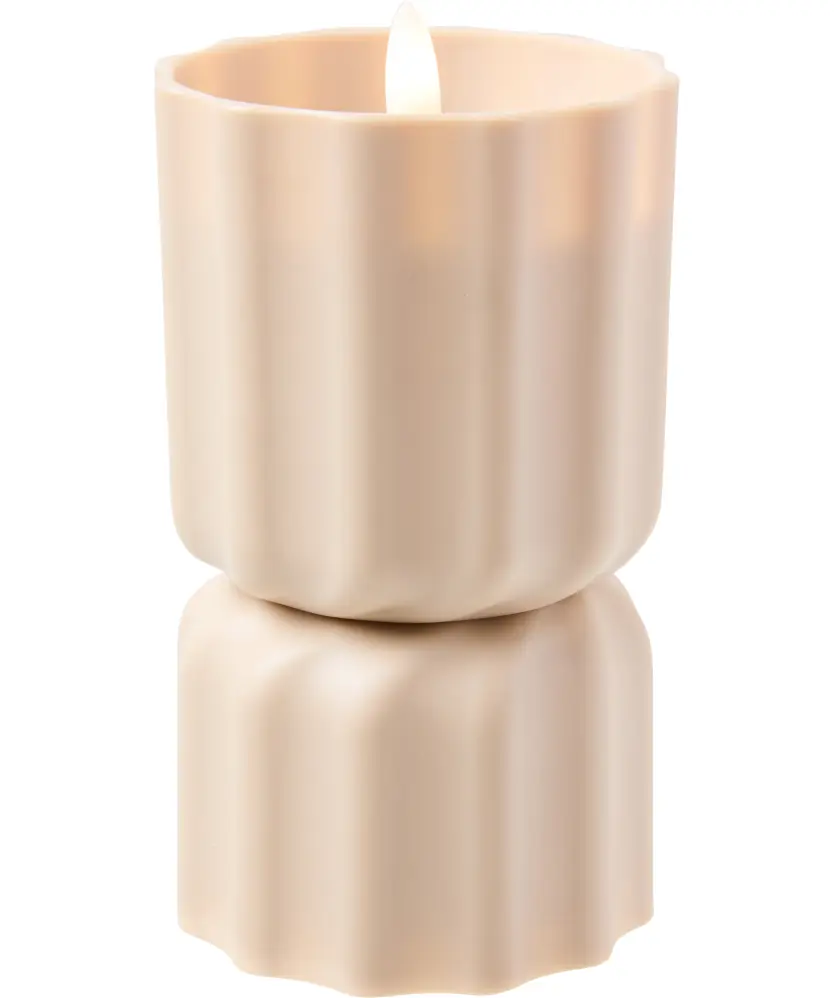 LED-Kerze wellig, Beige