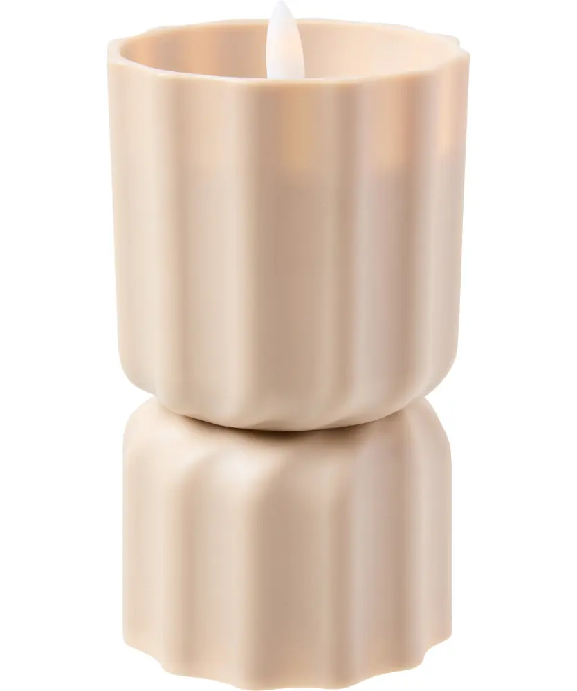 LED-Kerze wellig, Beige