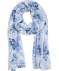Szalik w kwiaty biały/niebieski