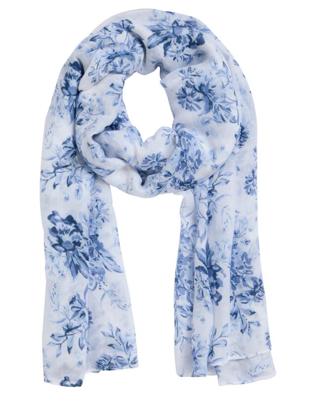 Écharpe à fleurs femme, blanc/bleu — KiK, produit allemand authentique au Maroc