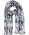 Szalik w kwiaty biały/czarny