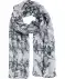 Schal mit Blumen weiß/schwarz