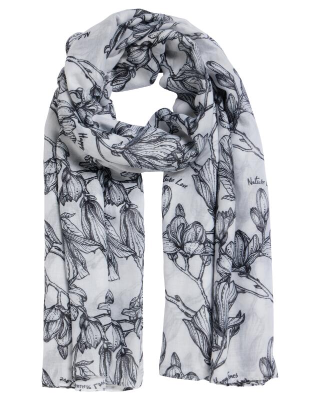 Écharpe à fleurs femme, blanc/noir — KiK, produit allemand authentique au Maroc