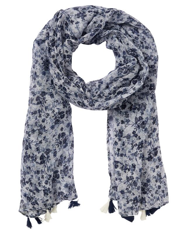 Écharpe à pampilles femme, bleu (KiK Schal mit Quasten (blau)) — KiK, produit allemand authentique au Maroc