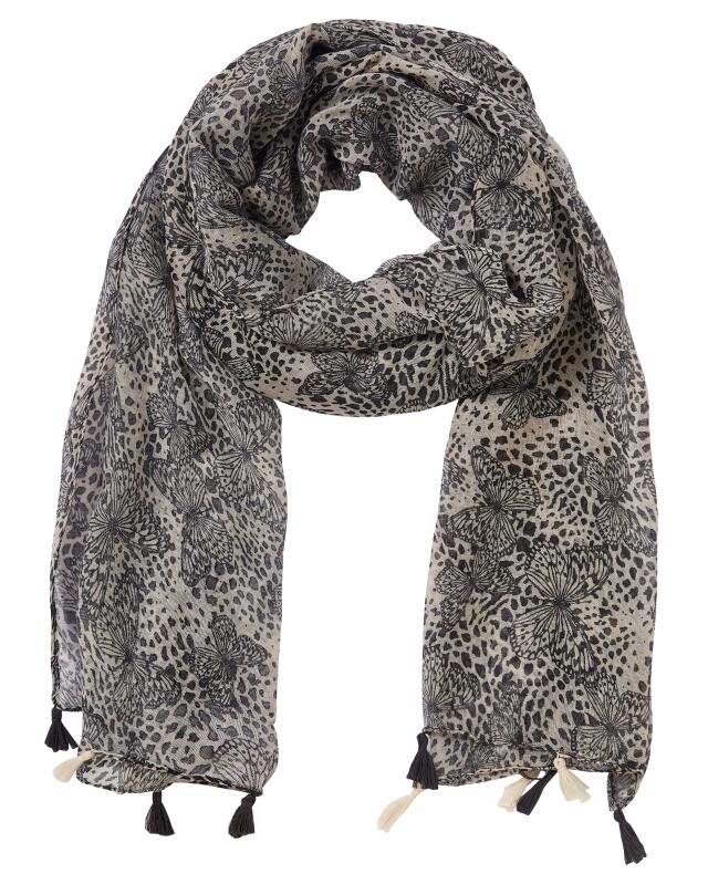 Scarf with tassels for women, light natural (KiK Schal mit Quasten (hellnatur)) — KiK, authentic German product in Morocco
