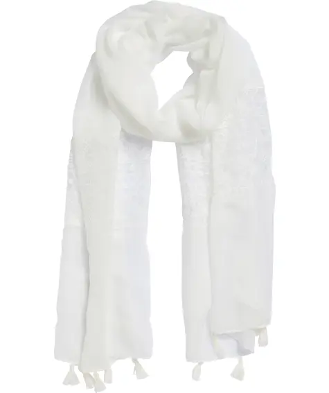 Sjaal met borduursel en flosjes