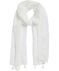 Sjaal met borduursel en flosjes wit