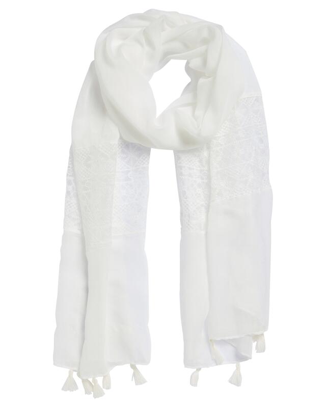 Embroidered scarf with tassels for women, white (KiK Schal mit Stickerei und Quasten (weiß)) — KiK, authentic German product in Morocco
