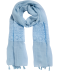 Sjaal met borduursel en flosjes lichtblauw
