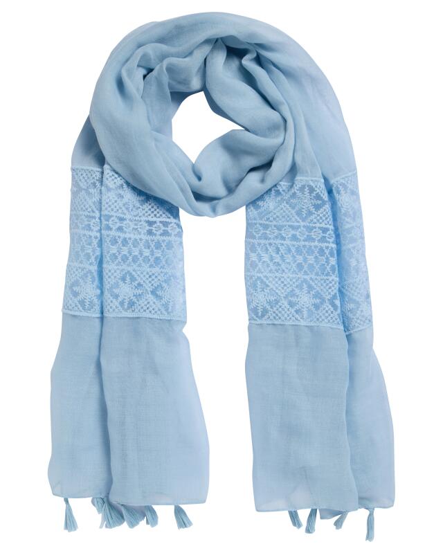 Écharpe brodée à pampilles femme, bleu clair — KiK, produit allemand authentique au Maroc