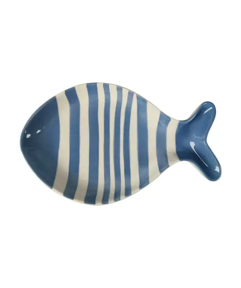 Gestreiftes Dekotablett in Fischform