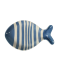 Gestreiftes Dekotablett in Fischform hellblau