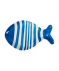 Gestreiftes Dekotablett in Fischform dunkelblau
