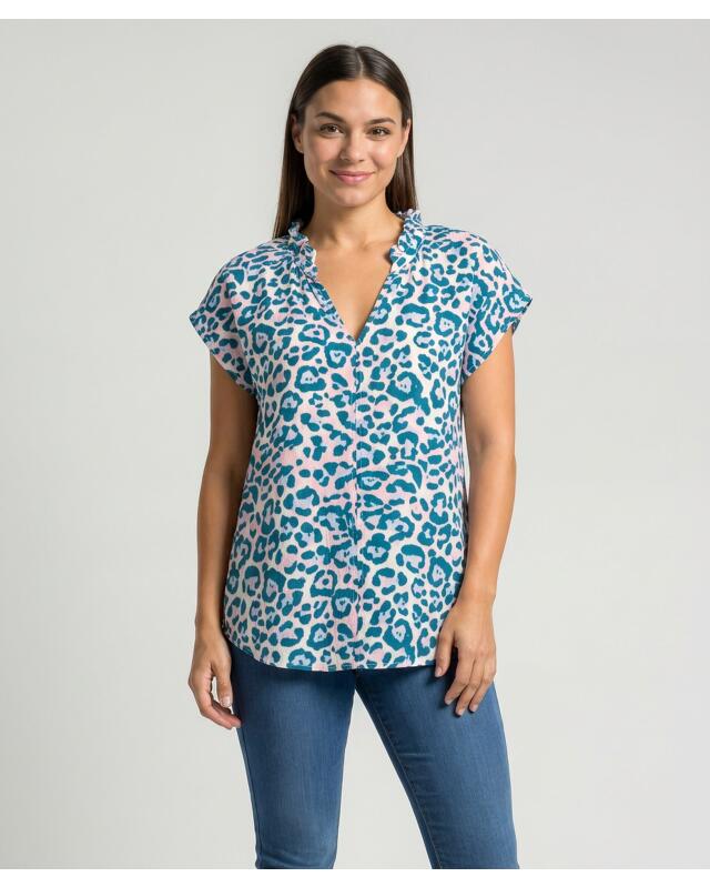 Leopard print muslin blouse for women, leopard print — KiK, authentic German product in Morocco
