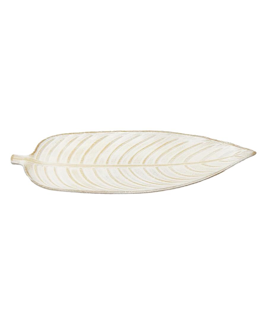 Dekotablett Blatt, naturfarben