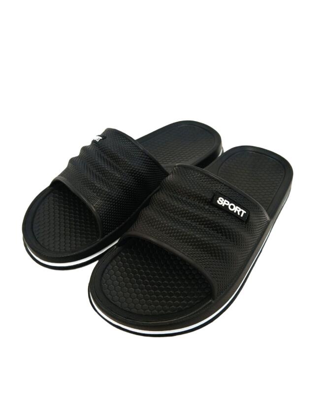 Slides with textured sole for women, black (KiK Badelatschen mit Struktursohle (schwarz)) — KiK, authentic German product in Morocco