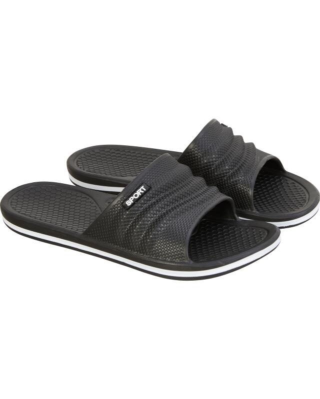 Slides with textured sole for women, black (KiK Badelatschen mit Struktursohle (schwarz)) — KiK, authentic German product in Morocco