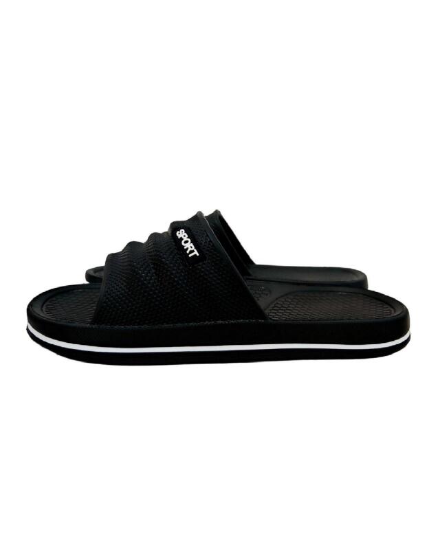 Slides with textured sole for women, black (KiK Badelatschen mit Struktursohle (schwarz)) — KiK, authentic German product in Morocco