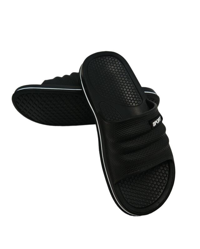 Slides with textured sole for women, black (KiK Badelatschen mit Struktursohle (schwarz)) — KiK, authentic German product in Morocco