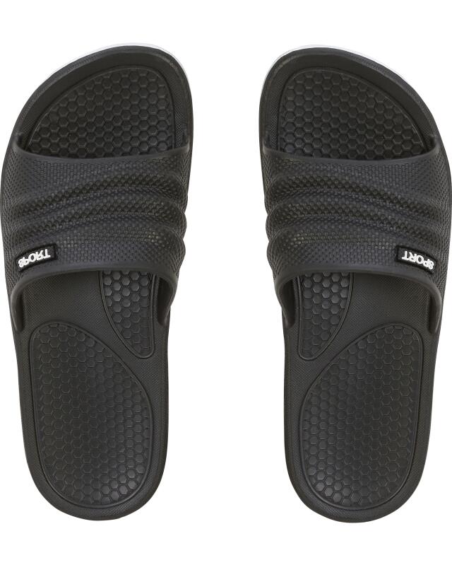 Slides with textured sole for women, black (KiK Badelatschen mit Struktursohle (schwarz)) — KiK, authentic German product in Morocco