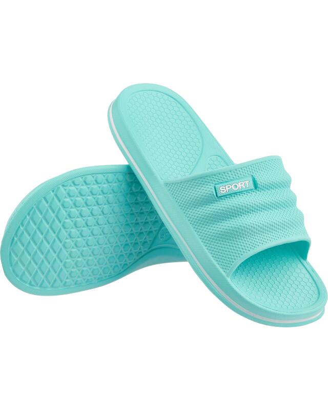 Claquettes à semelle texturée femme, turquoise (KiK Badelatschen mit Struktursohle (türkis)) — KiK, produit allemand authentique au Maroc