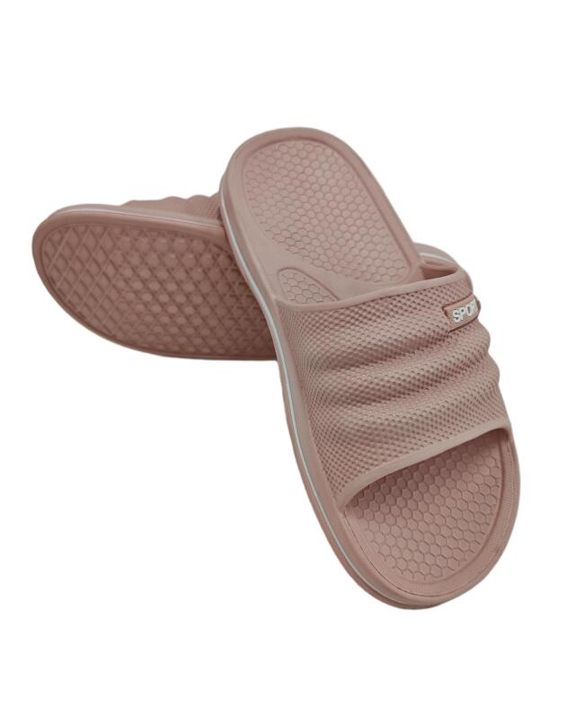 Slides with textured sole for women, dusty pink (KiK Badelatschen mit Struktursohle (altrosa)) — KiK, authentic German product in Morocco
