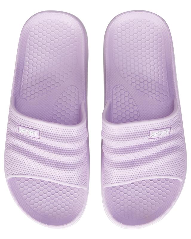 Slides with textured sole for women, lilac (KiK Badelatschen mit Struktursohle (flieder)) — KiK, authentic German product in Morocco