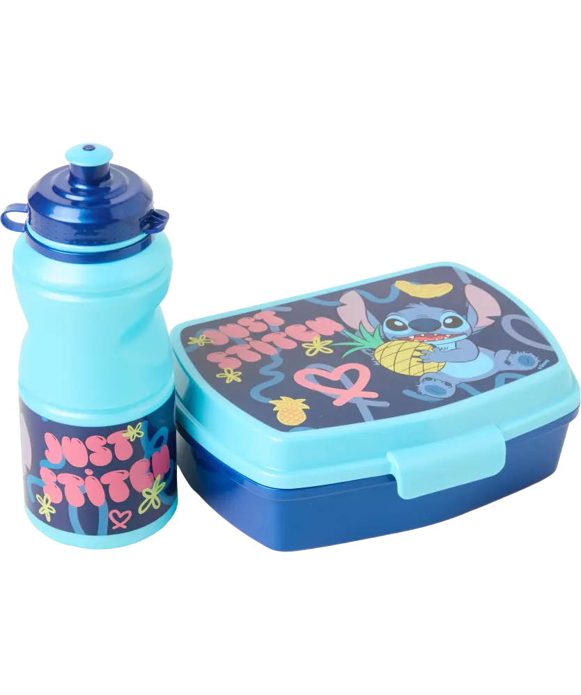 Lizenz Trinkflasche + Brotdose, blau, Stitch