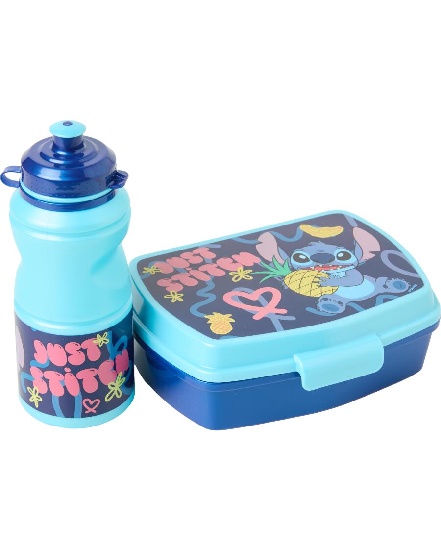Lizenz Trinkflasche + Brotdose, blau, Stitch