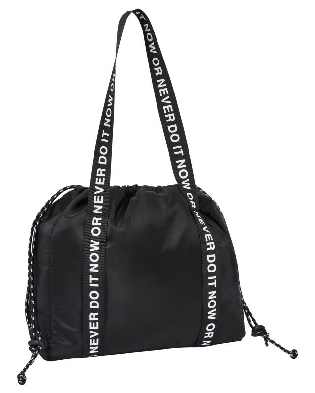 Sac porté épaule à cordon femme, noir (KiK Schultertasche mit Zugband (schwarz)) — KiK, produit allemand authentique au Maroc