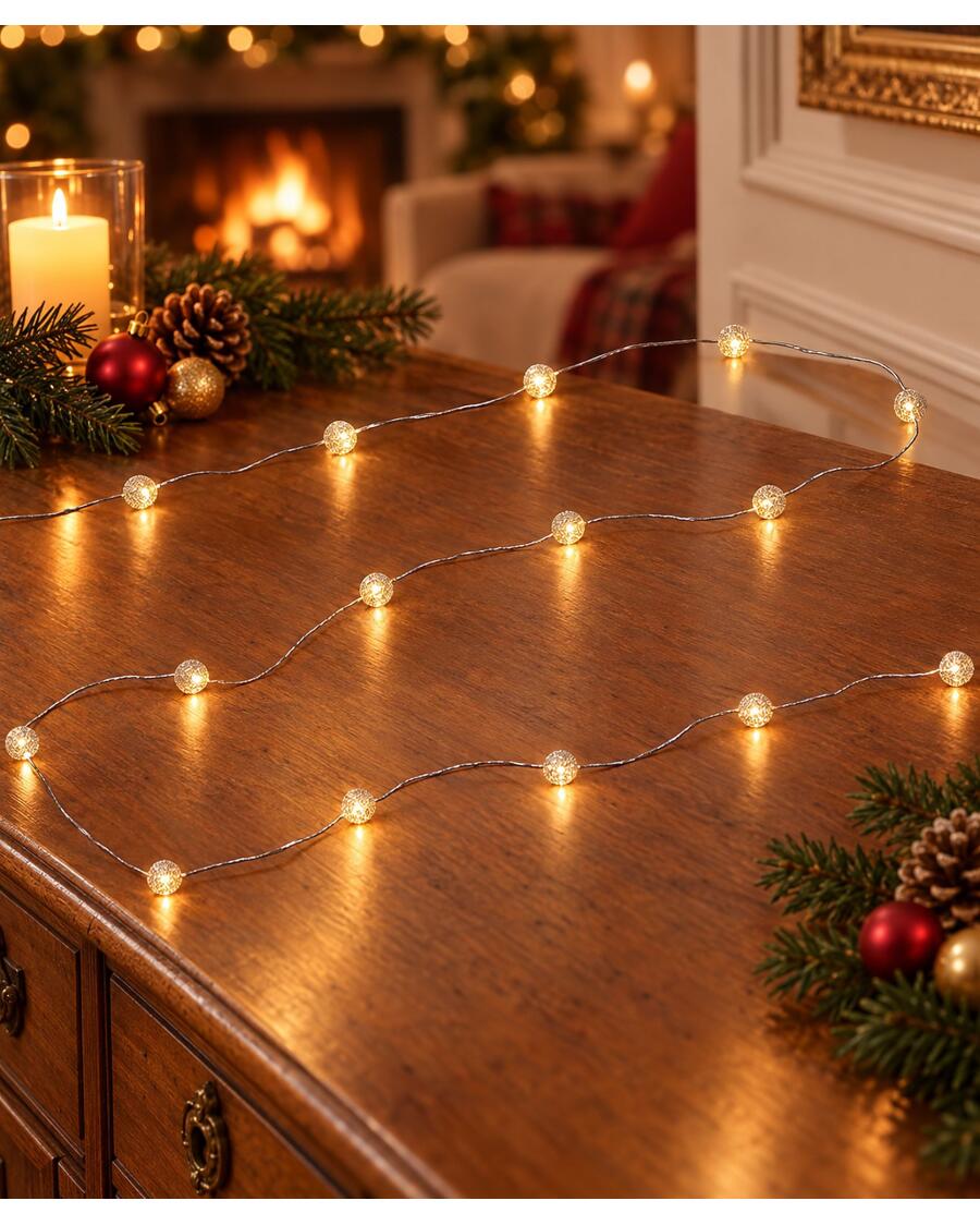 LED-Lichterkette Weihnachten, silber