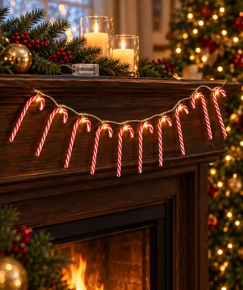 LED-Lichterkette Weihnachten, weiß/rot