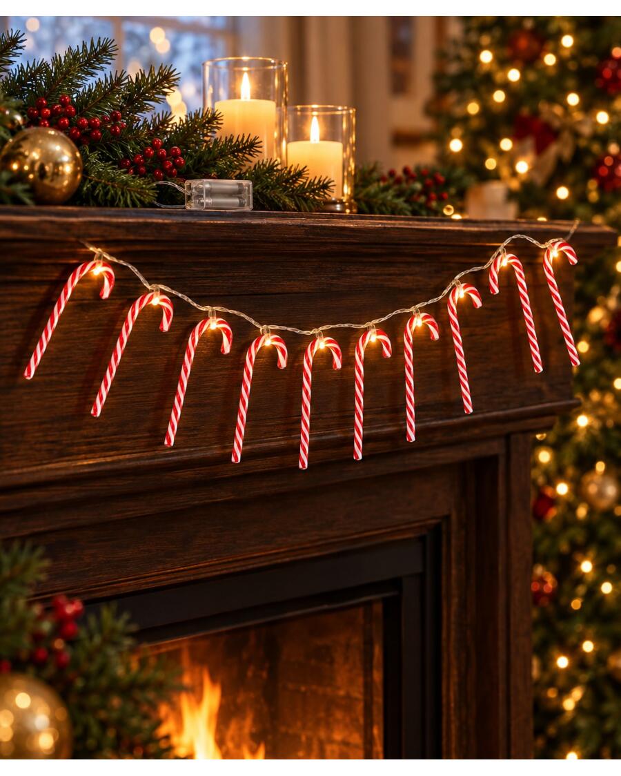 LED-Lichterkette Weihnachten, weiß/rot