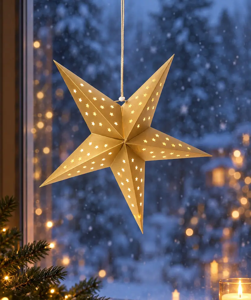 LED-Papierstern Weihnachten, gold