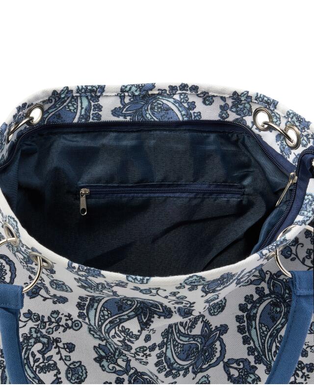 Sac porté épaule en toile femme, blanc/bleu (KiK Canvas-Schultertasche (weiß/blau)) — KiK, produit allemand authentique au Maroc