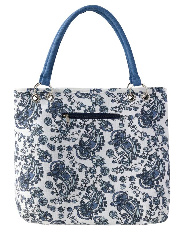 Sac porté épaule en toile femme, blanc/bleu (KiK Canvas-Schultertasche (weiß/blau)) — KiK, produit allemand authentique au Maroc